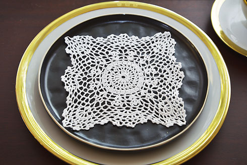 Square 6" Crochet Doilies. White color. 12 pieces pack